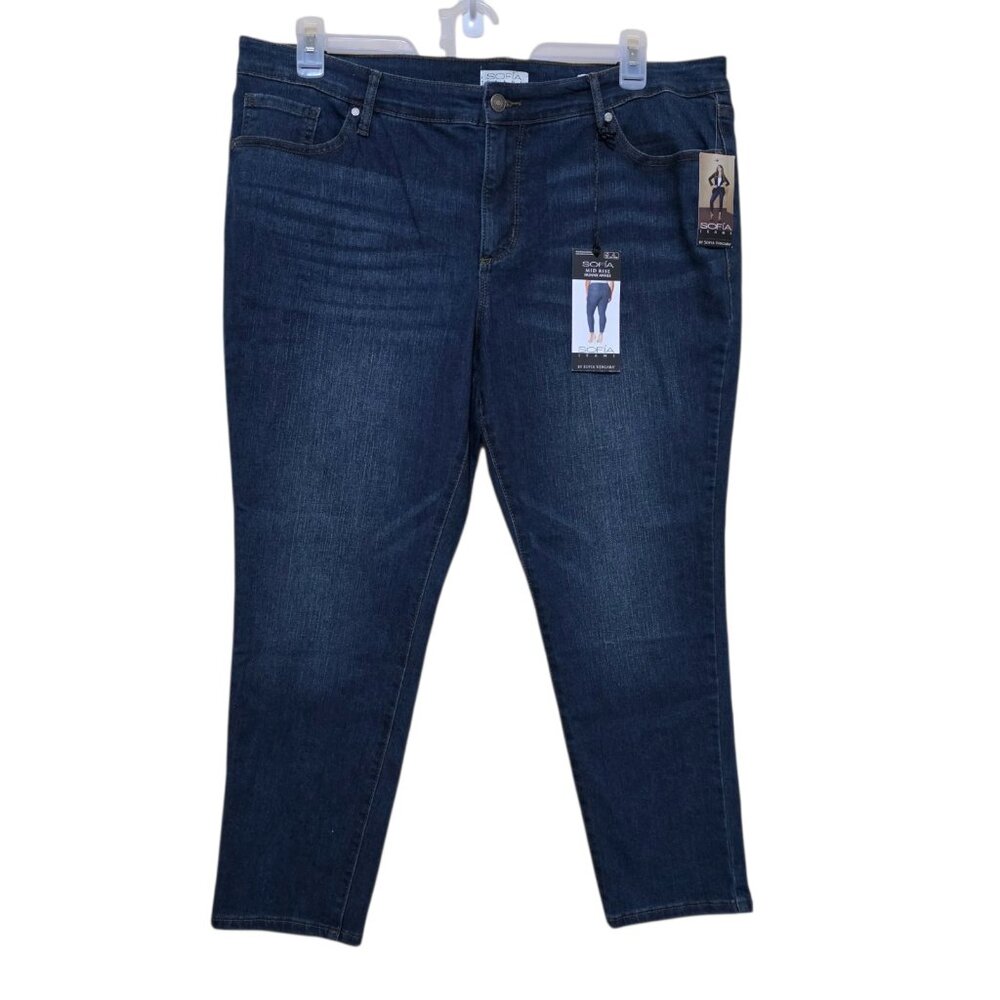 Sofia Vergara Curvy Skinny Ankle High Rise Cropped Jeans Women's Size 18W Blue - Picture 10 of 11